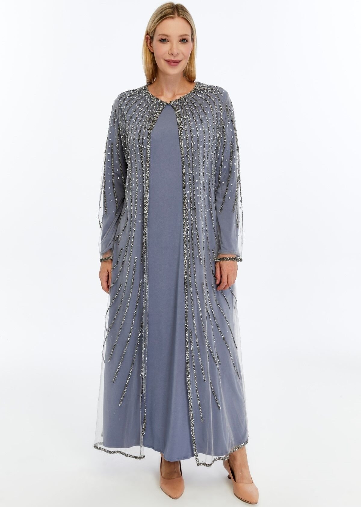 21302-BETÜL 2'Lİ TAKIM TAŞLI ABAYA