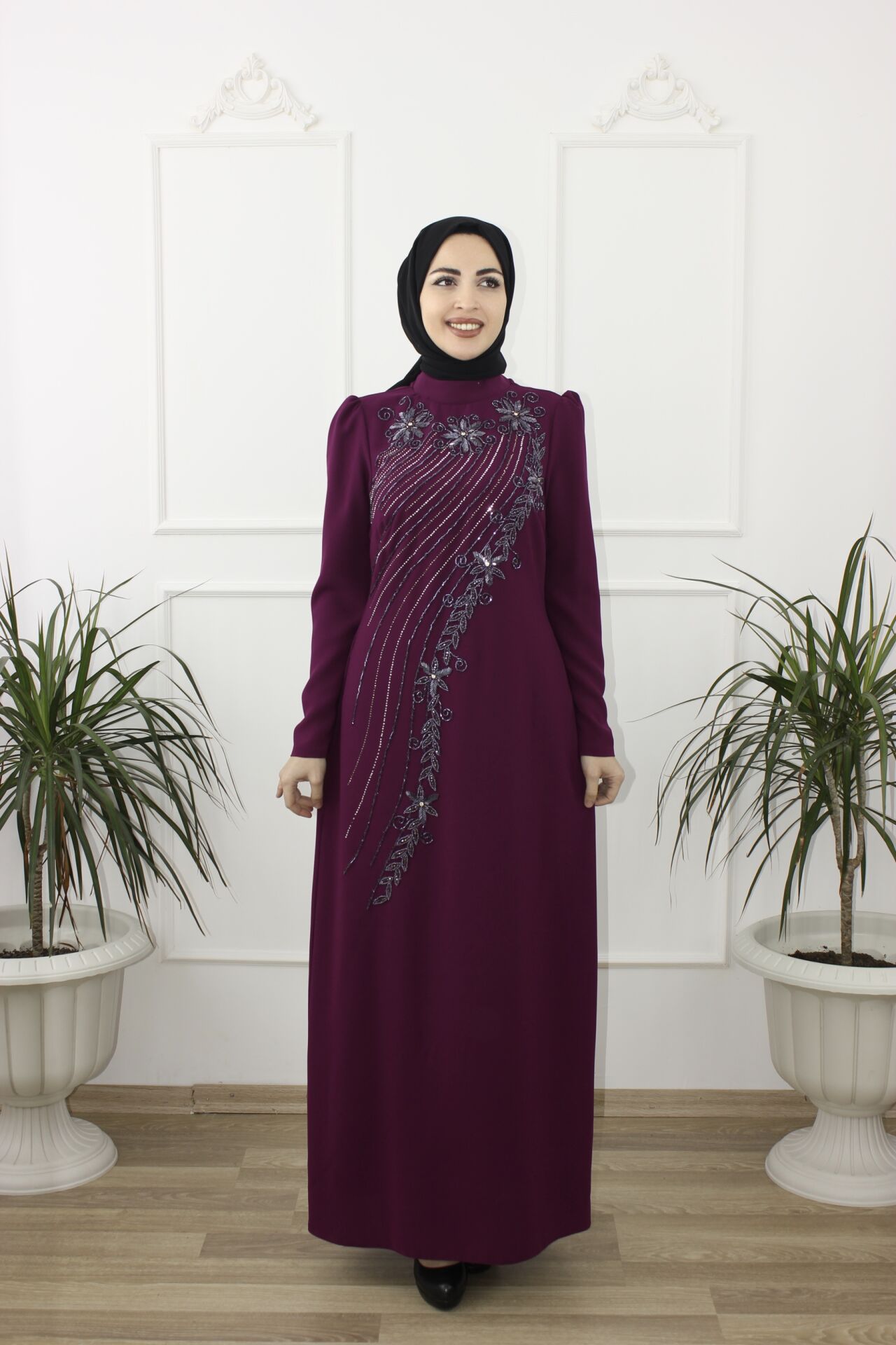 2217 - ASUDE KALEM TAŞLI KREP TESETTÜR ABİYE