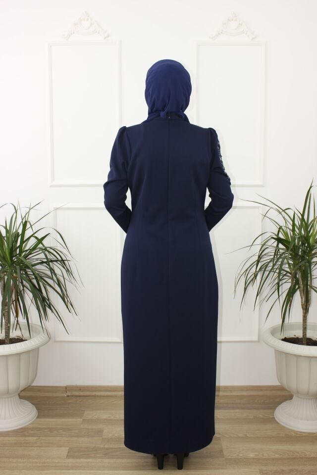 2241 - İPEK KALEM TAŞLI DOUBLE TESETTÜR ABİYE