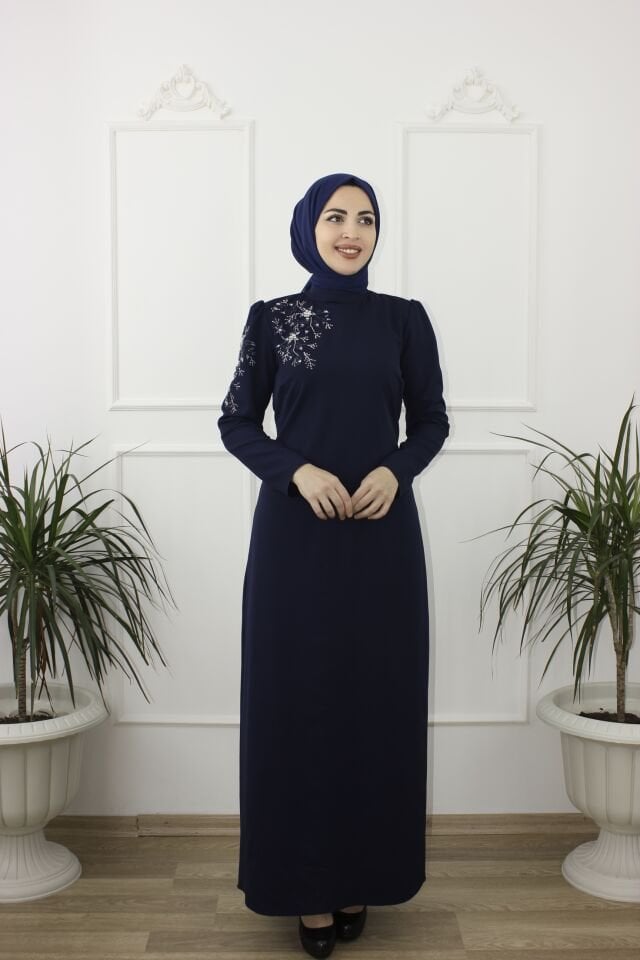 2241 - İPEK KALEM TAŞLI DOUBLE TESETTÜR ABİYE