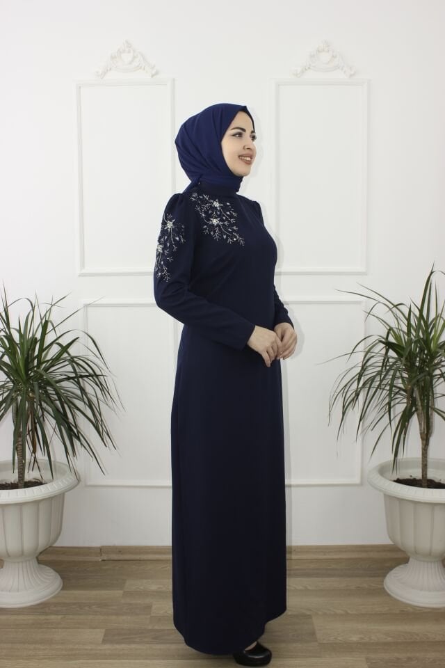 2241 - İPEK KALEM TAŞLI DOUBLE TESETTÜR ABİYE