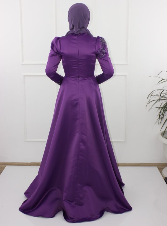 3234 - YAPRAK SATEN TAŞLI TESETTÜR ABİYE