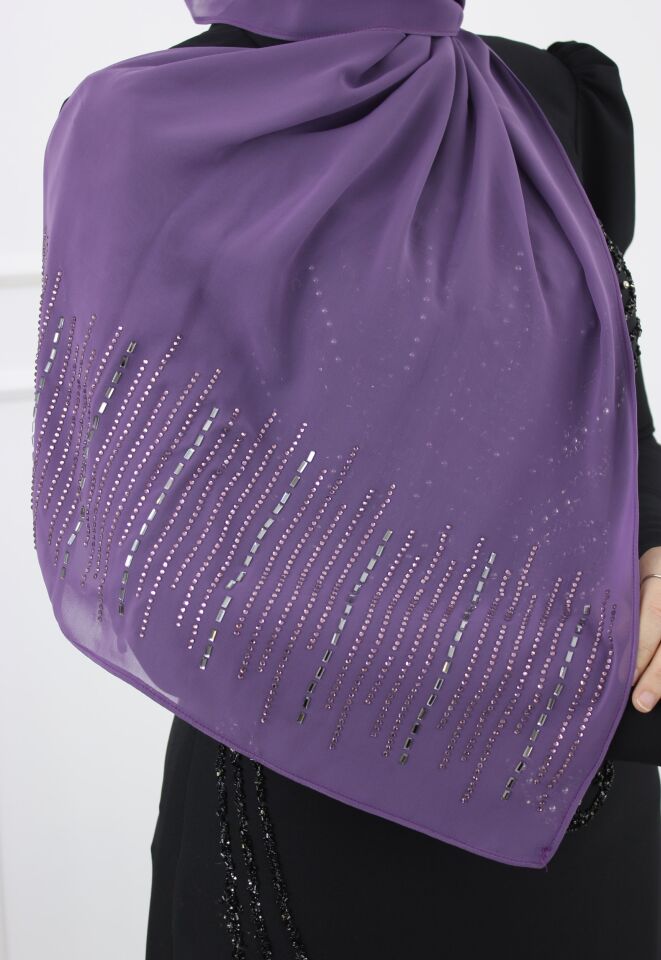 21403 - ZİGZAG ŞİFON TAŞLI ŞAL