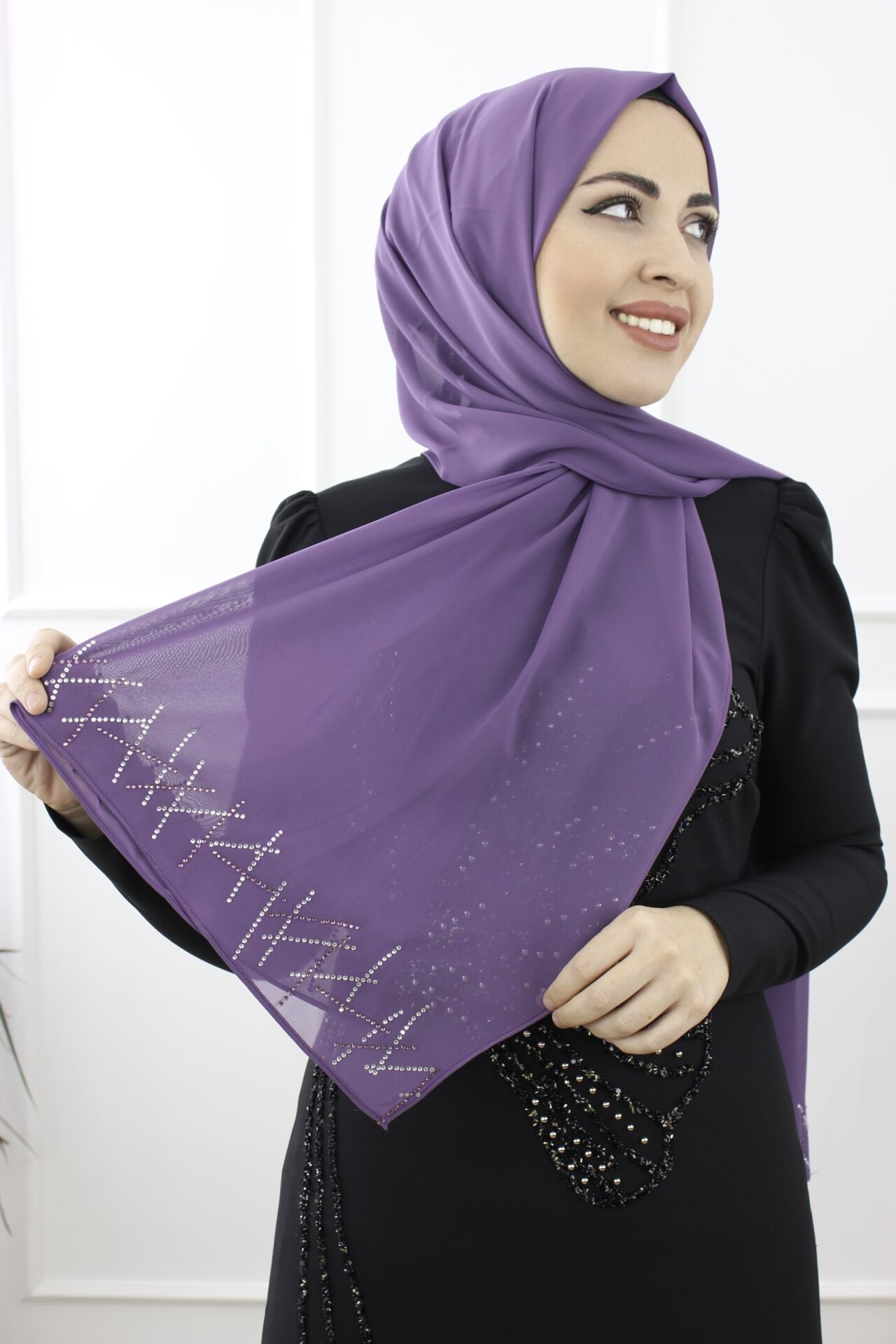 21406 - AYCAN ŞİFON TAŞLI ŞAL