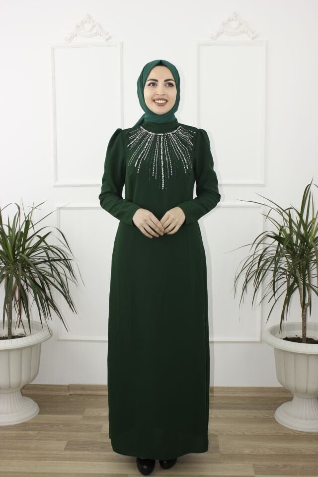 2226 - GÜNIŞIĞI KALEM TAŞLI KREP TESETTÜR ABİYE