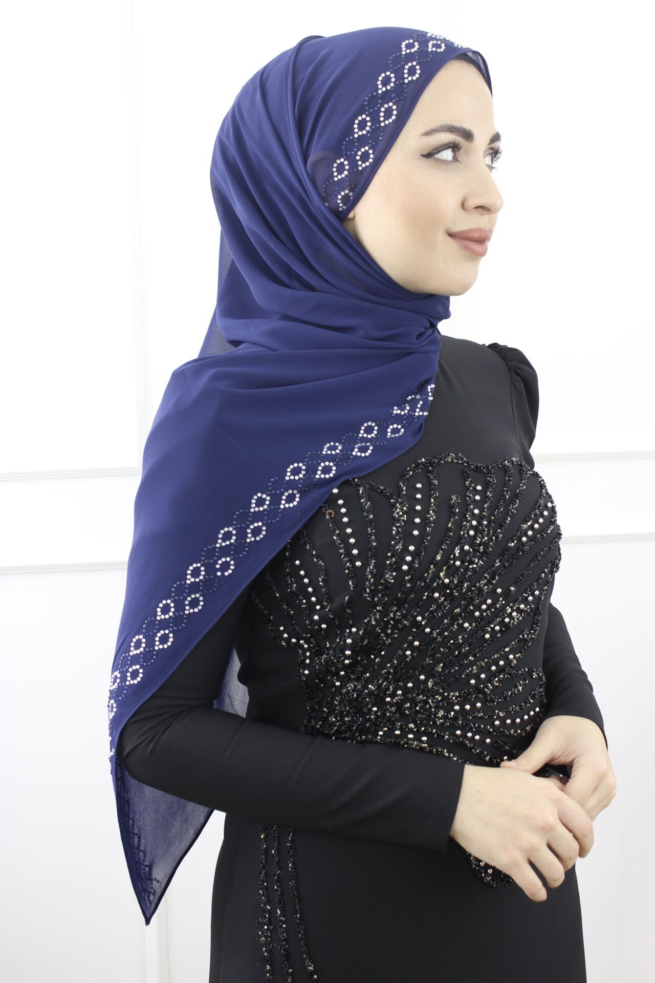 21407 - BUKLE ŞİFON TAŞLI ŞAL