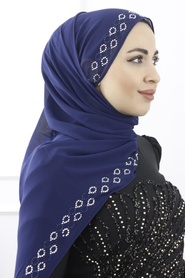 21407 - BUKLE ŞİFON TAŞLI ŞAL