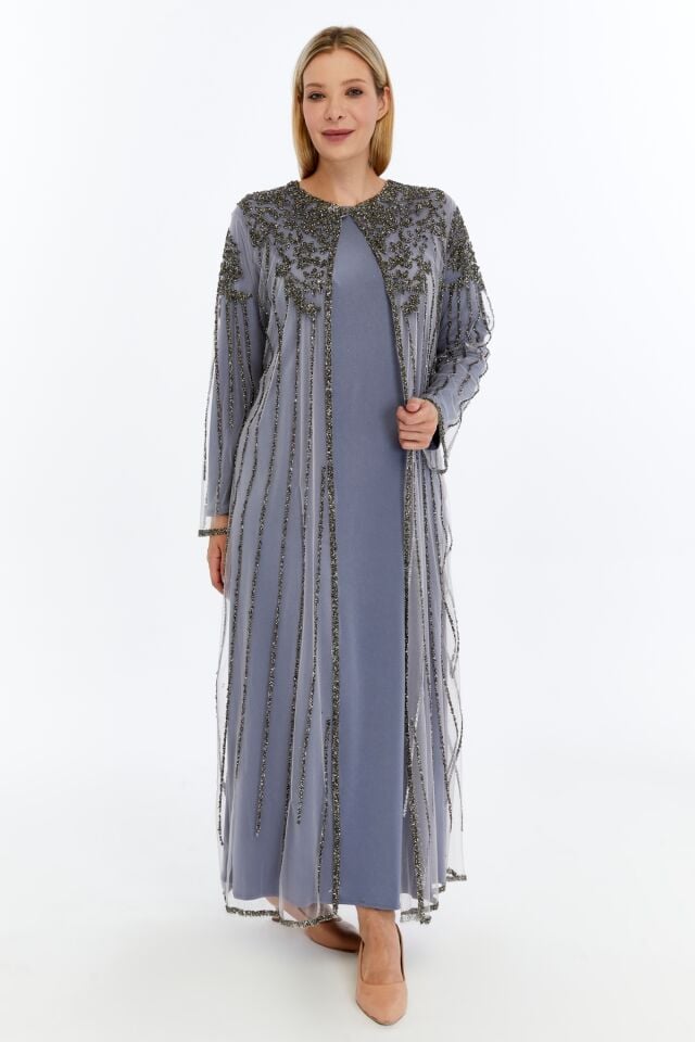 21301-WİLMA 2'Lİ TAKIM TAŞLI ABAYA