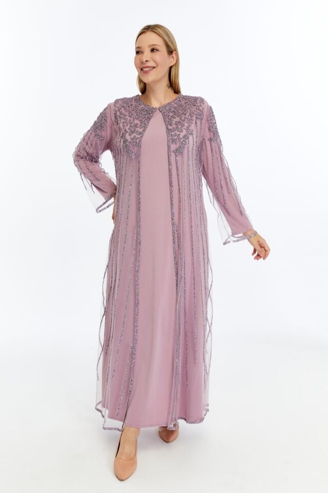 21301-WİLMA 2'Lİ TAKIM TAŞLI ABAYA