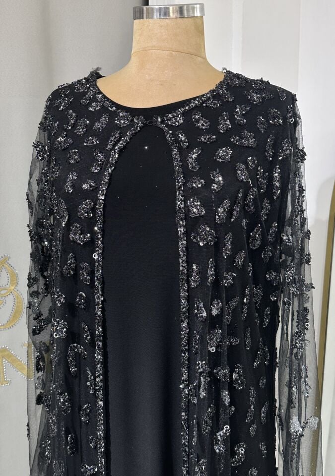 21303-PERLA 2'Lİ TAKIM TAŞLI ABAYA