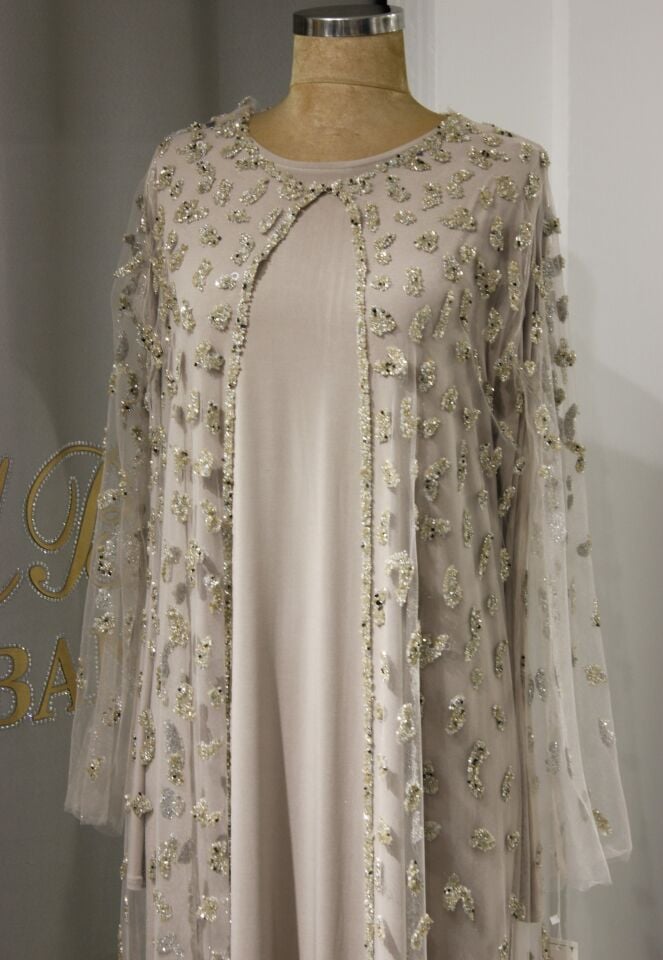 21303-PERLA 2'Lİ TAKIM TAŞLI ABAYA