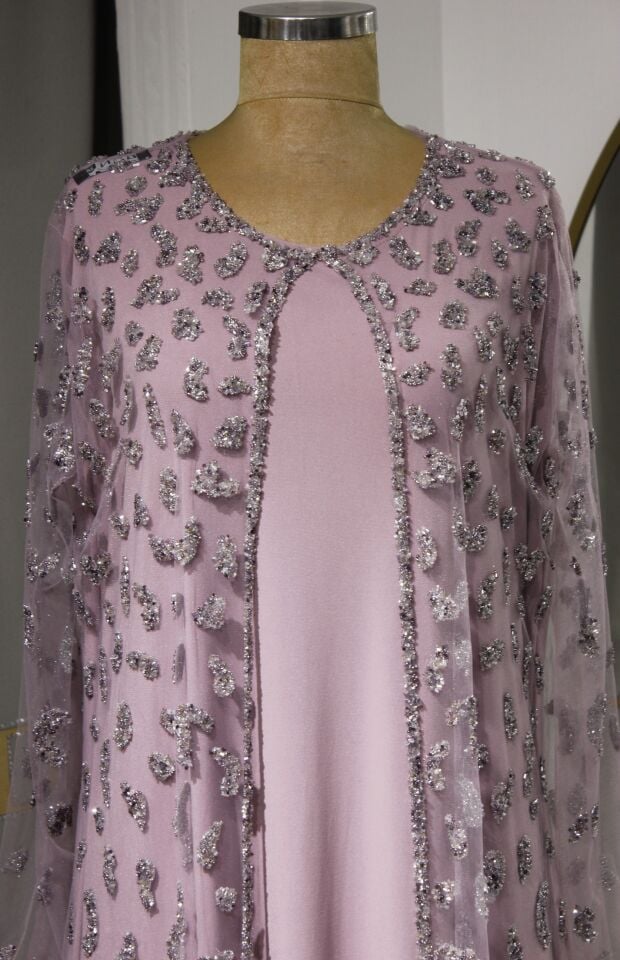 21303-PERLA 2'Lİ TAKIM TAŞLI ABAYA